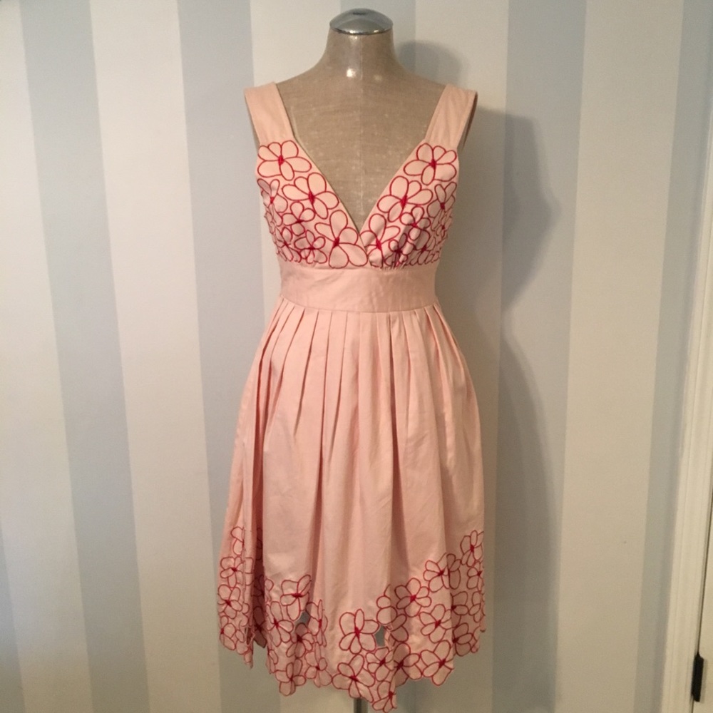Pink Dress with Embroidered Flowers